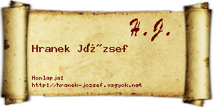 Hranek József névjegykártya
